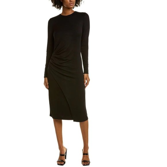 VINCE Gathered Midi Sheath Dress, SMALL - Picture 1 of 13